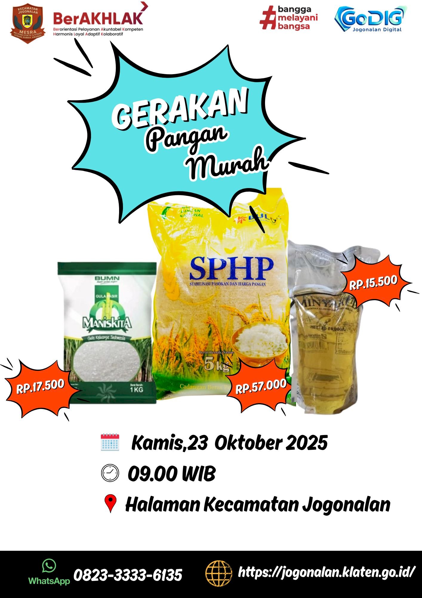 Gerakan Pangan Murah Digelar di Kecamatan Jogonalan untuk Kendalikan Harga Kebutuhan Pokok