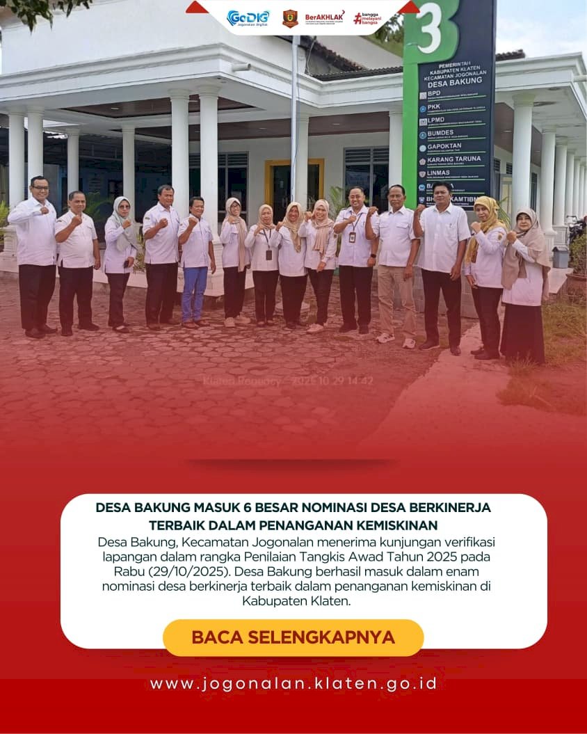 Desa Bakung Masuk 6 Besar Nominasi Desa Berkinerja Terbaik dalam Penanganan Kemiskinan