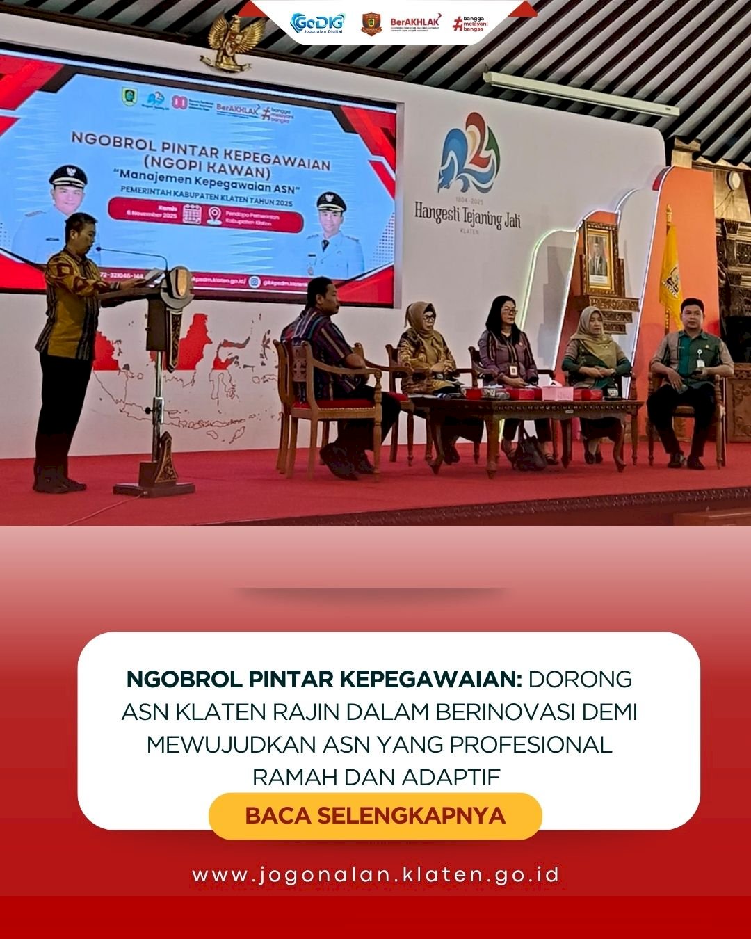 NGOPI KAWAN(NGOBROL PINTAR KEPEGAWAIAN) DORONG ASN KLATEN RAJIN DALAM BERINOVASI DEMI MEWUJUDKAN ASN YANG PROFESIONAL RAMAH DAN ADAPTIF 